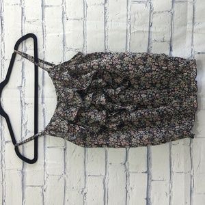 Sugar 17 Floral Blouse Sheer Tank Top Women's Size Small